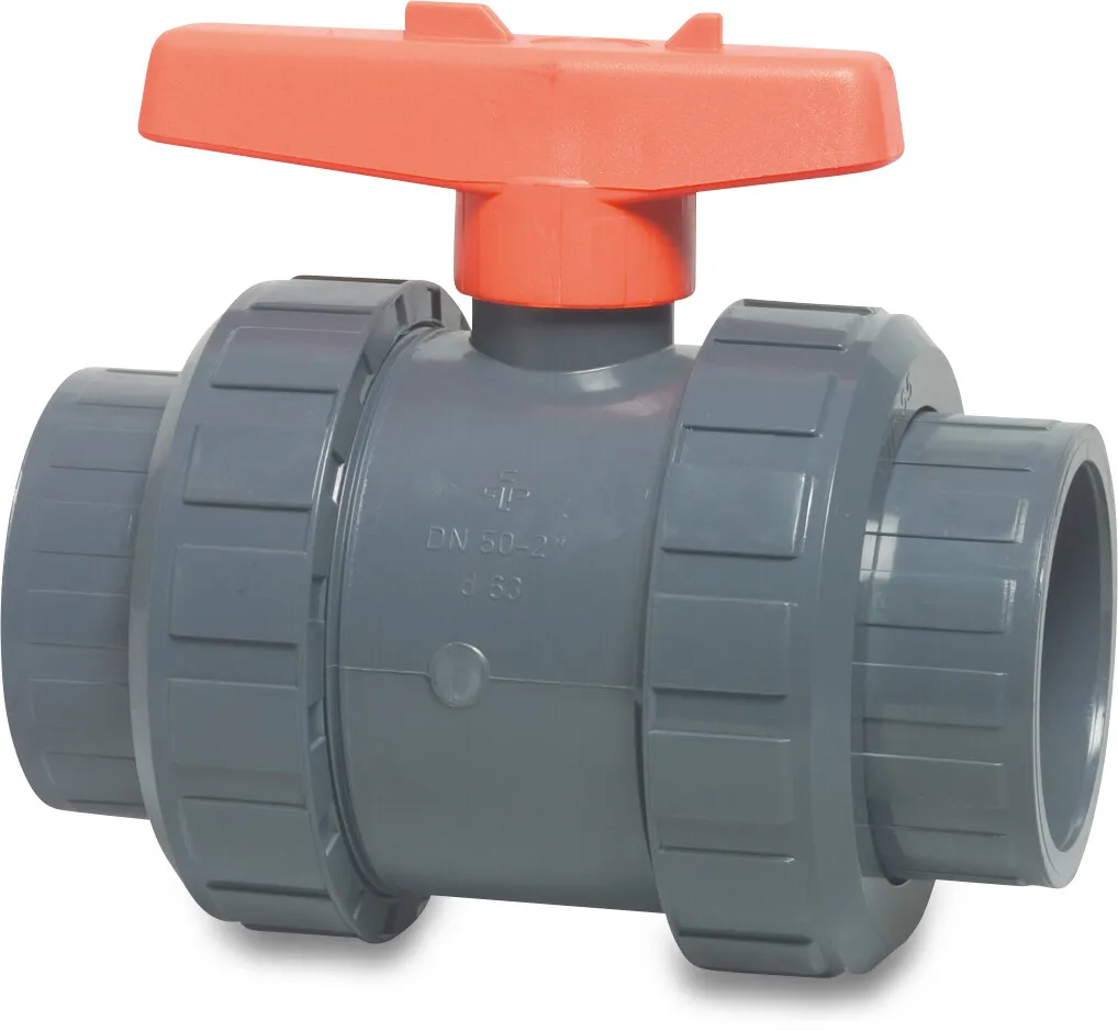 Praher Ball valve PVC-U 16 mm glue socket 16bar grey type S6