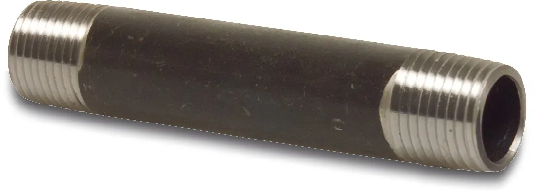 Profec Nr. 23 Rohrnippel Stahl Schwarz 1 1/4" Außengewinde 16bar 60 mm