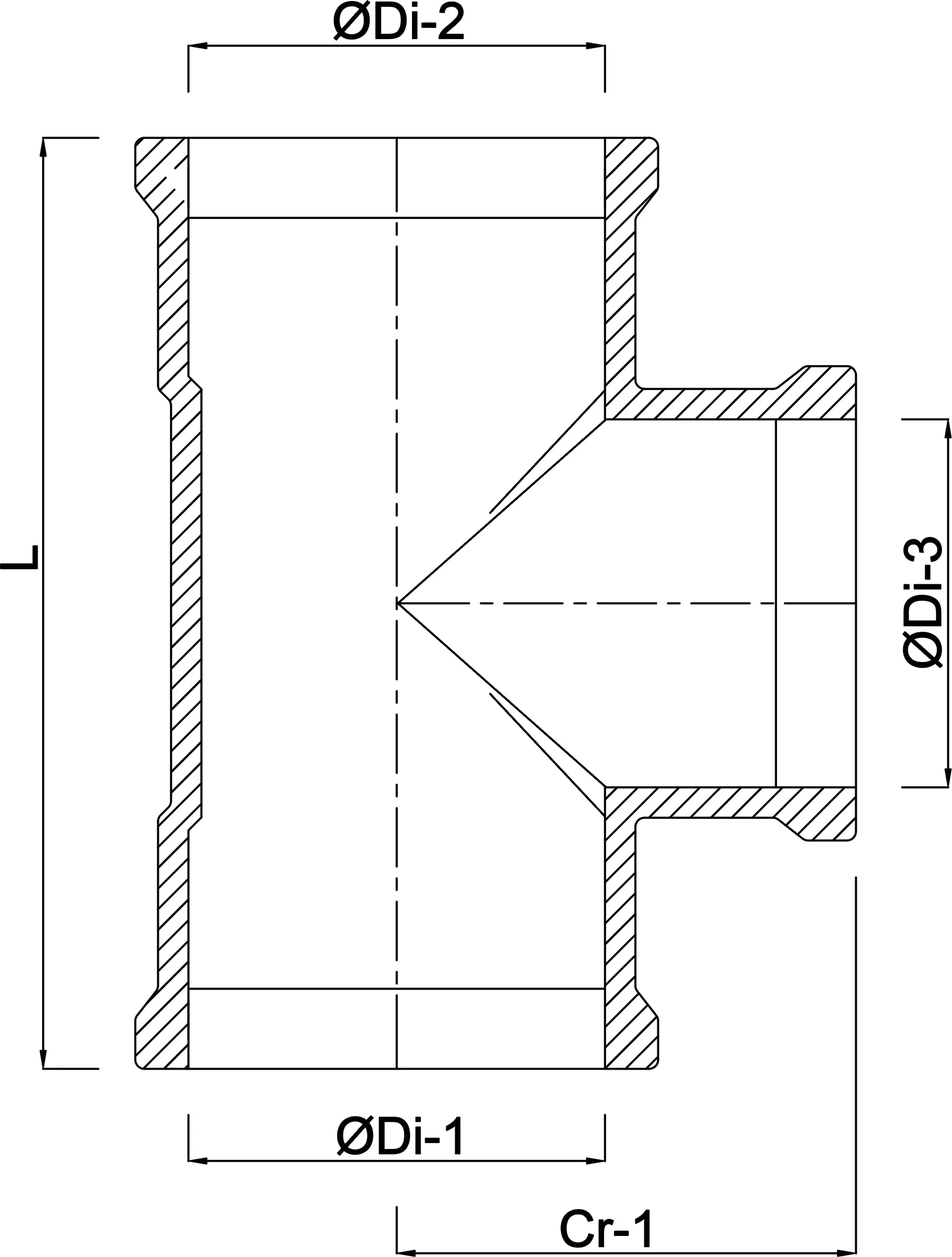 T-Stück 90° PVC-U 110 mm Steckmuffe 10bar Grau