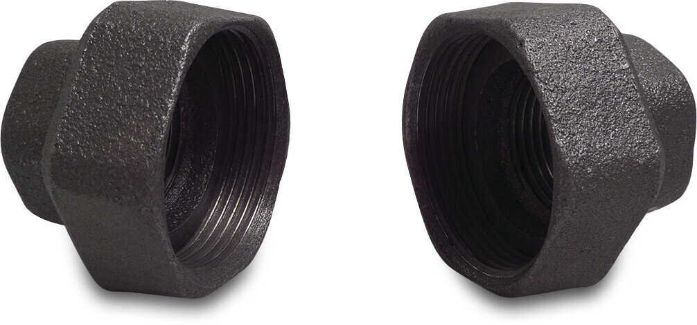 Profec Pumpe skruesæt støbejern sort 1 1/2" x 1" indvendig gevindmøtrik x indvendig gevind 25bar DVGW