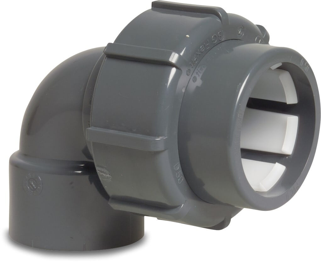 Elbow 90° PVC-U 50 mm compression x glue socket 4bar grey