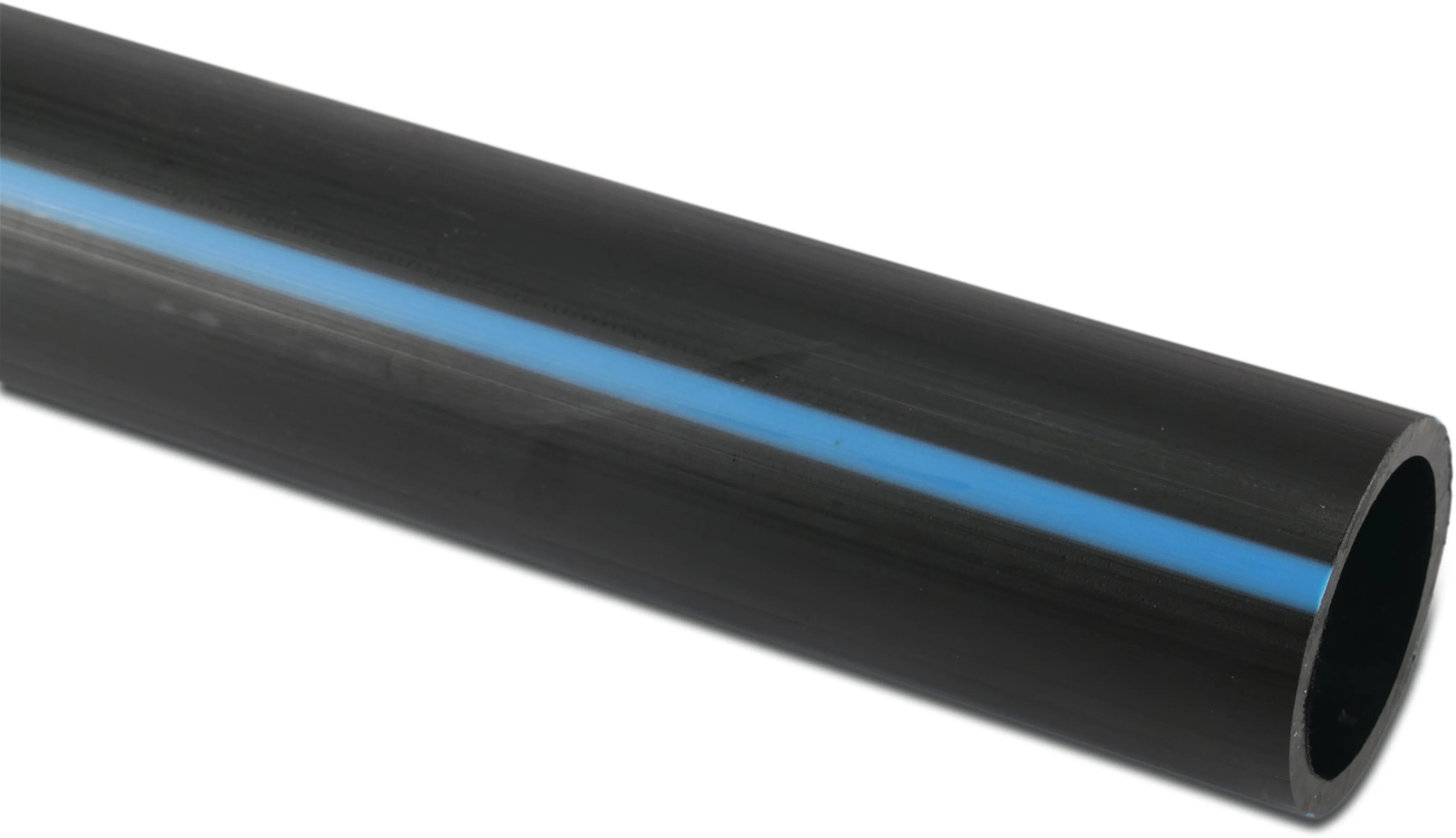 Druckrohr PE100 63 mm x 3,8 mm Glatt SDR 17 10bar Schwarz/Blau 12m DVGW