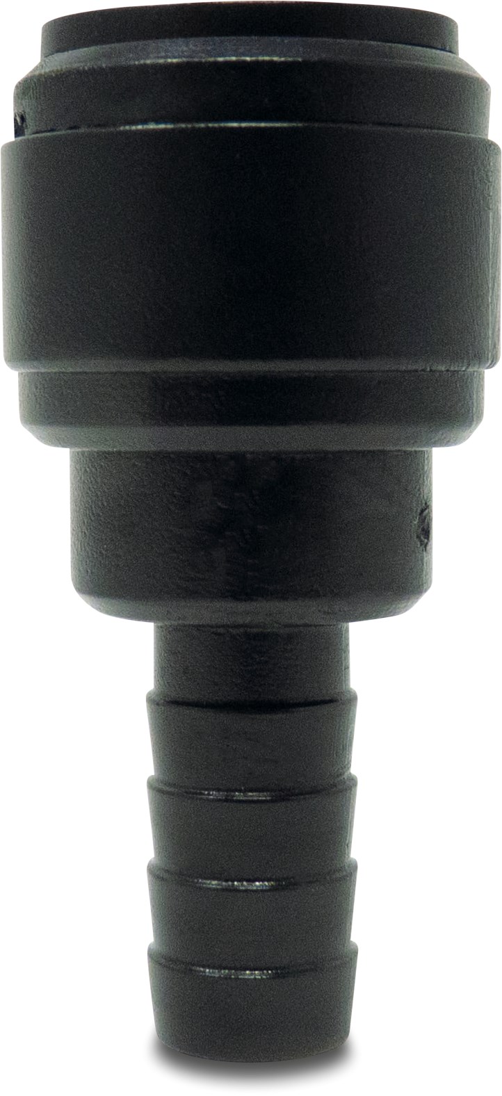 Adaptor socket POM 12 mm x 10 mm push-in x barbed 14bar black WRAS type Aquaspeed