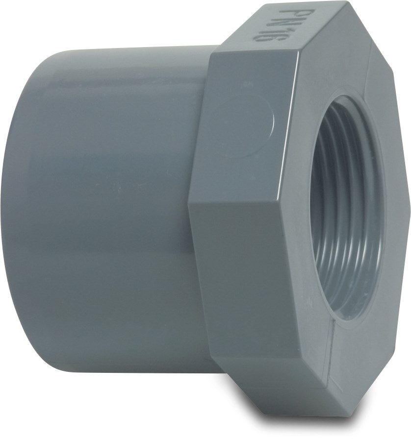 VDL Adaptor bush PVC-U 12/16 mm x 3/8WW glue socket/glue spigot x female thread 10bar grey