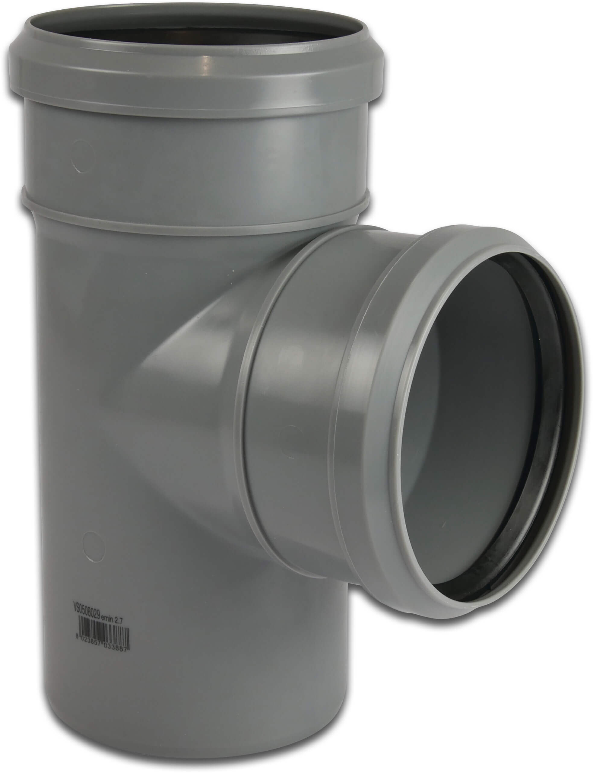 Abzweig 87° PP 40 mm Steckmuffe x Steckmuffe x Stutzen Grau