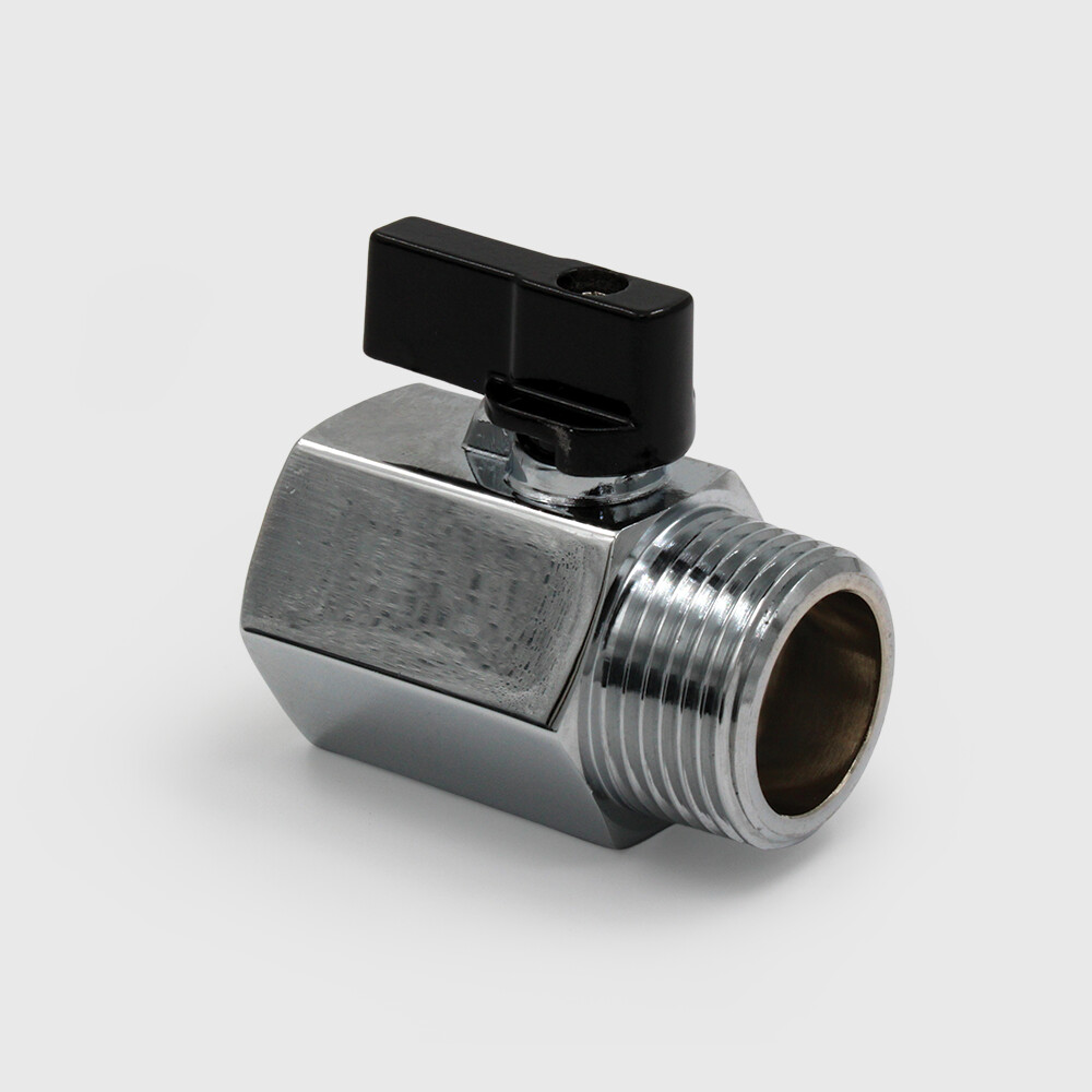 Profec Mini ball valve brass chrome plated 3/8" female thread x male thread 10bar type 405