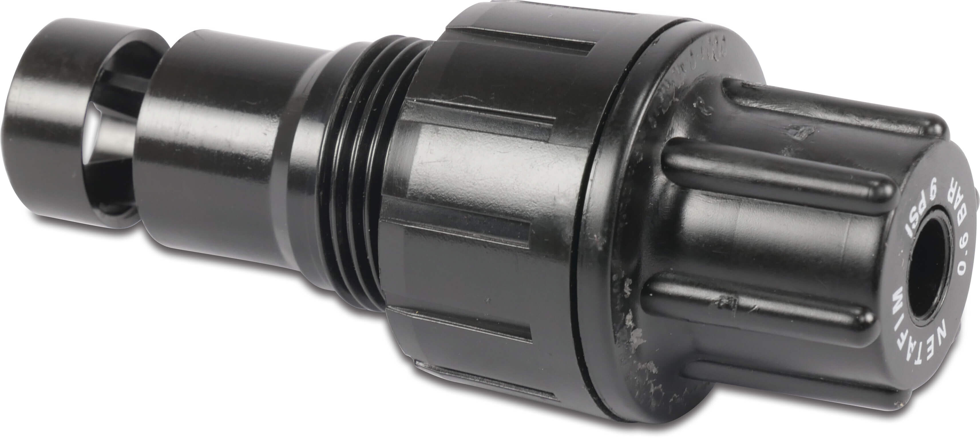 Netafim Pressure regulator spring plastic 3/4" male thread 10bar black type PRV 2000 Outlet pressure 3.5 bar