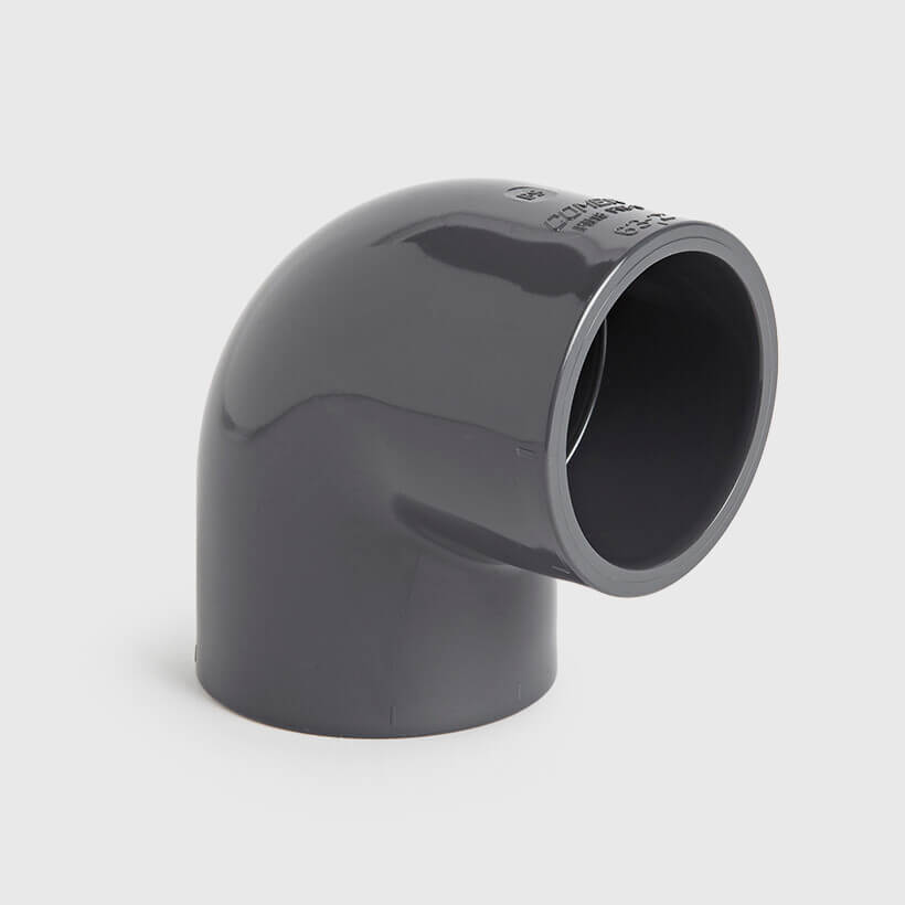 VDL Knie 90° verlopend PVC-U 50 mm x 40 mm lijmmof 10bar grijs