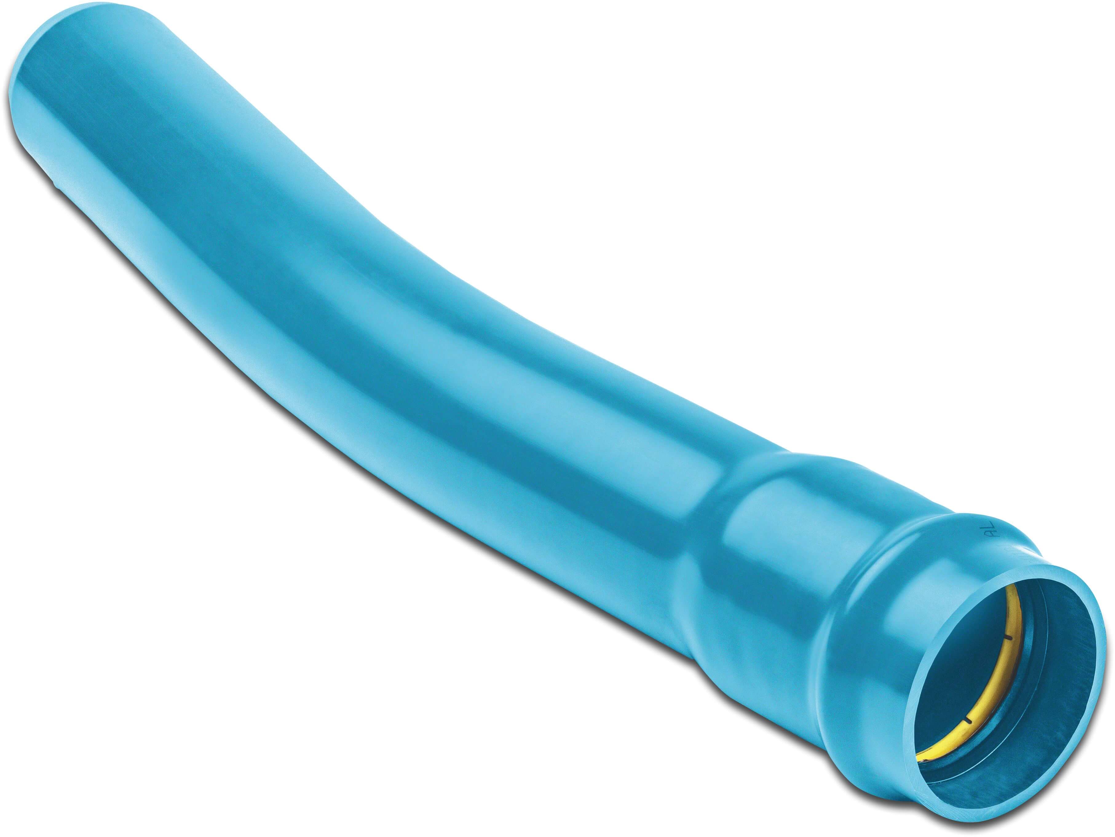 Böj 11° PVC-A 110 mm o-rings tätning x koppling 16bar blå KIWA