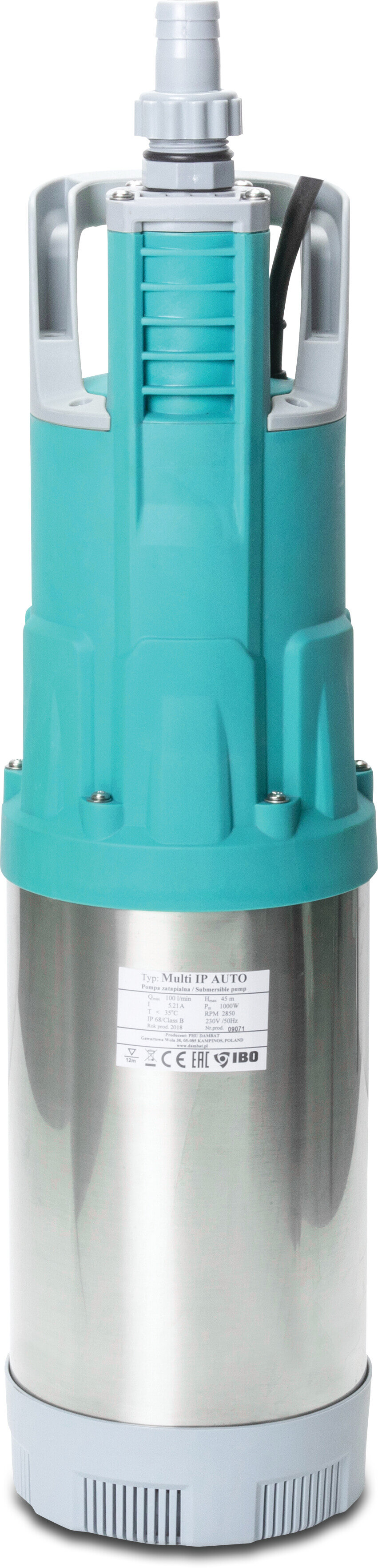 Submersible pump 1" x 1 1/2" x 3/4" hose tail x male thread x hose tail 5,2A 230VAC blue AUTO type Multi IP Multi stage