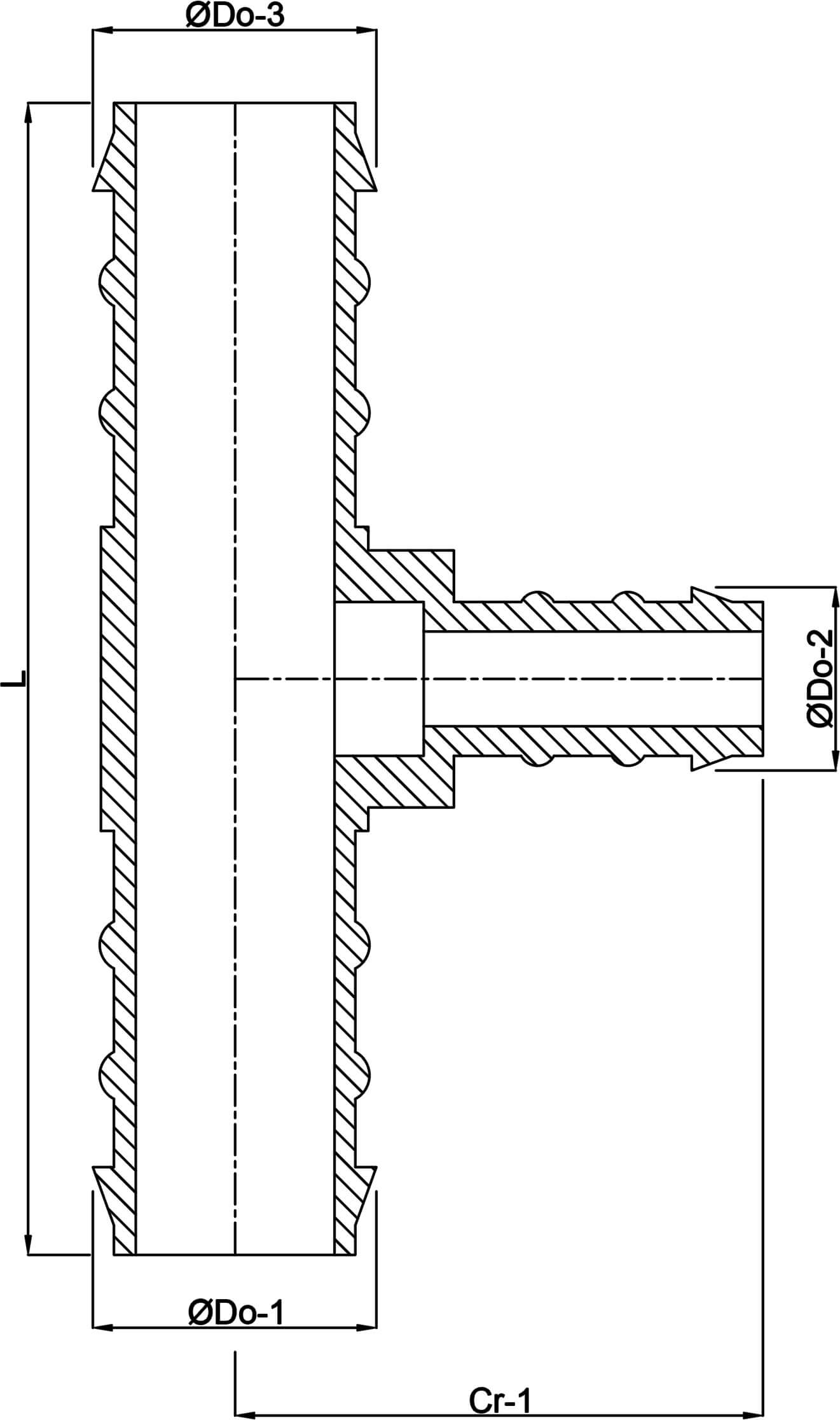 Hose tail reducer T-piece 90° nylon 6 mm x 4 mm x 6 mm hose tail 10bar white