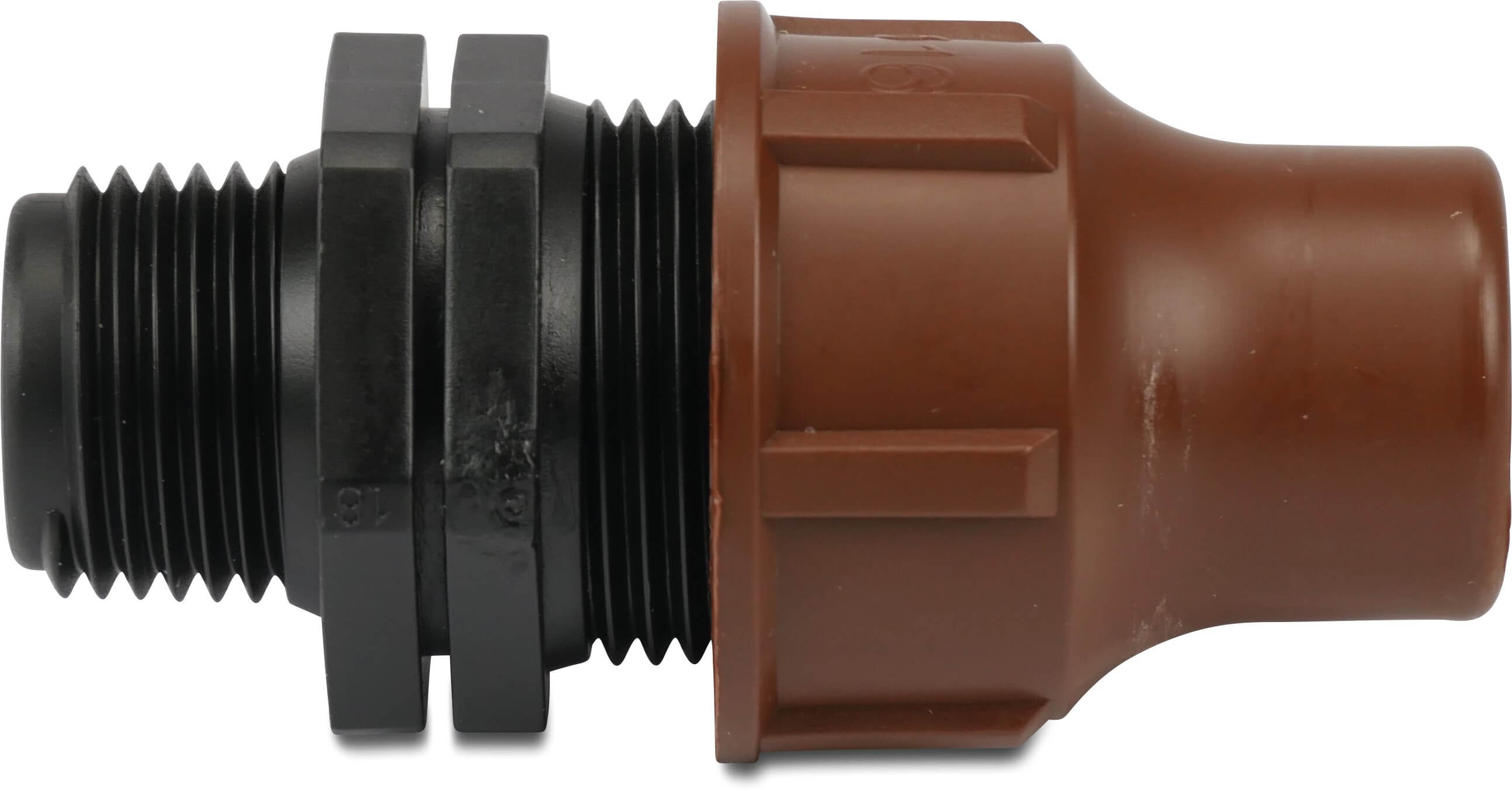 Adaptor PP 16 mm x 1/2" lock x male thread brown type BF-82-50 lock