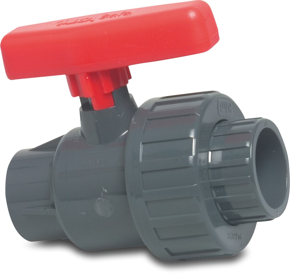 Profec Ball valve PVC-U 1/2" imperial glue socket 16bar grey type Safe 525