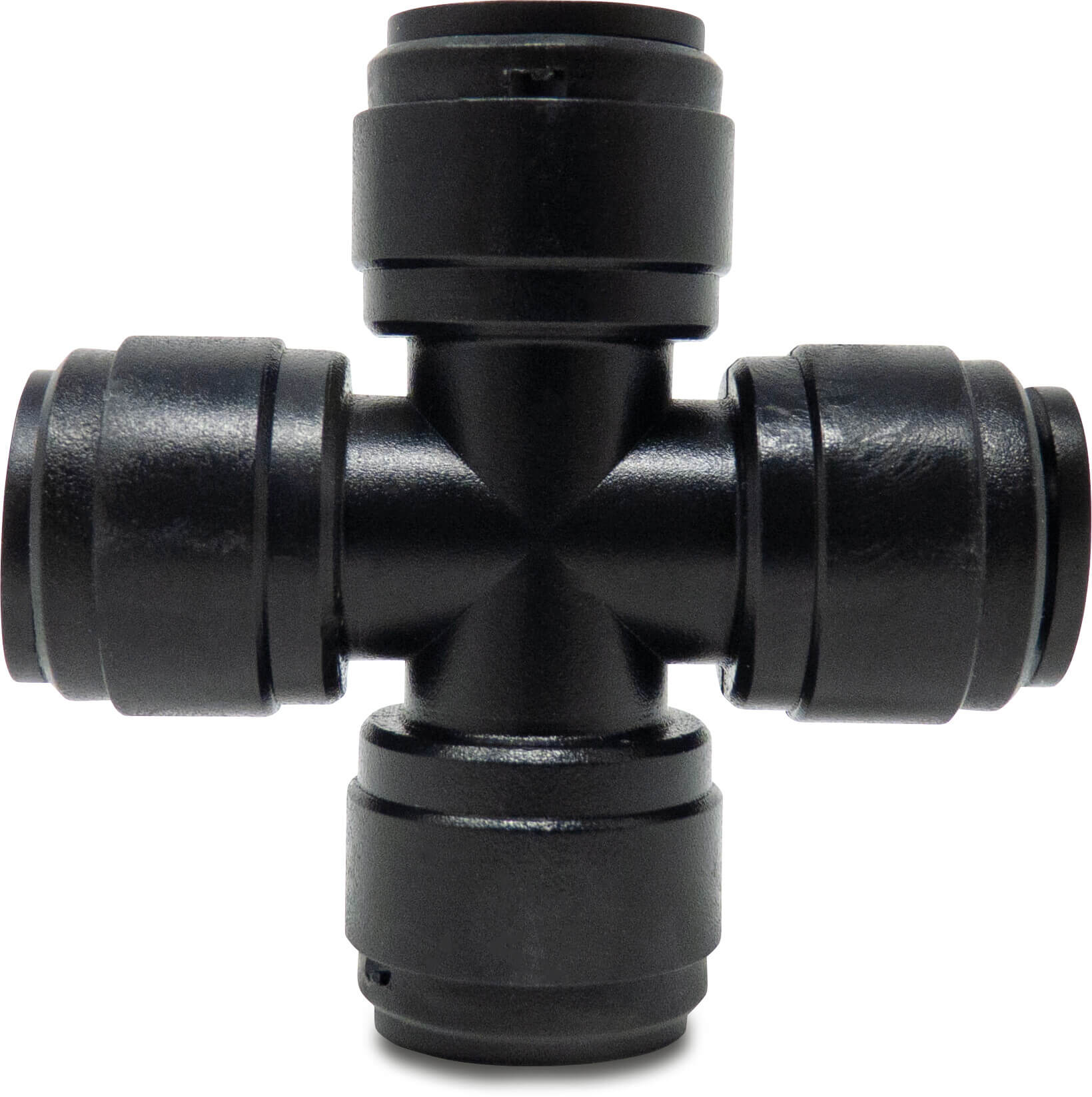 Cross-piece POM 8 mm push-in 20bar black WRAS type Aquaspeed