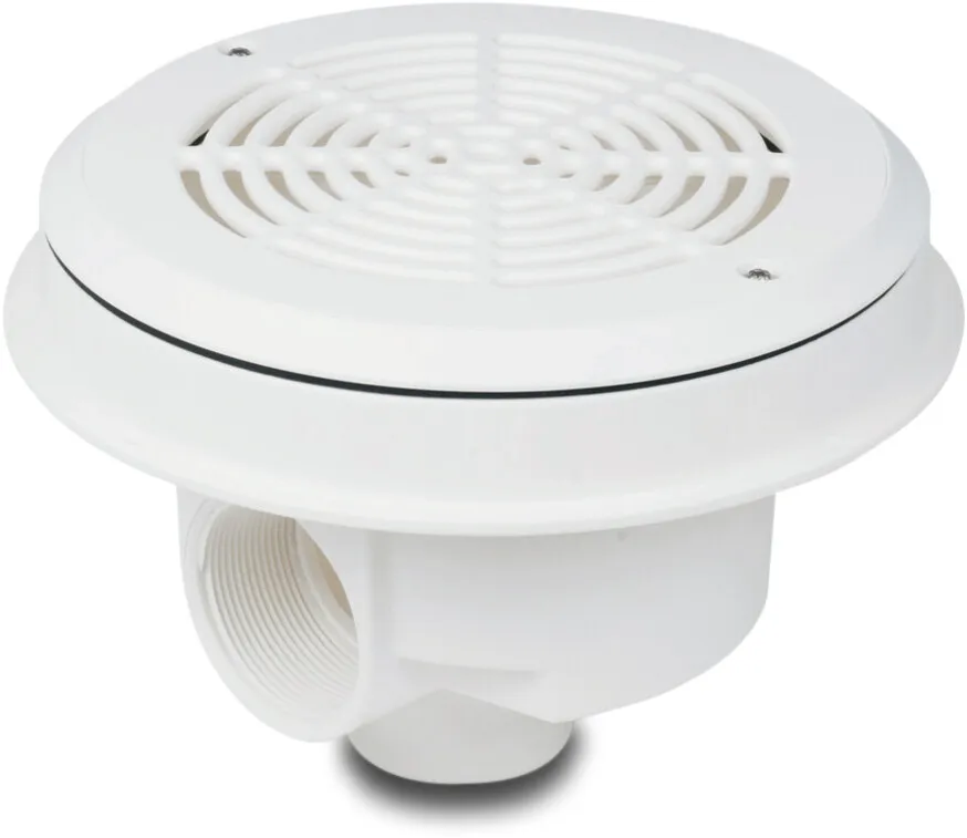 Ocean Hovedafløb ABS 50/63 mm x 2" limmuffe/limstuds x indvendig gevind hvid med skrue M5 type Standard med SS M5 gevind