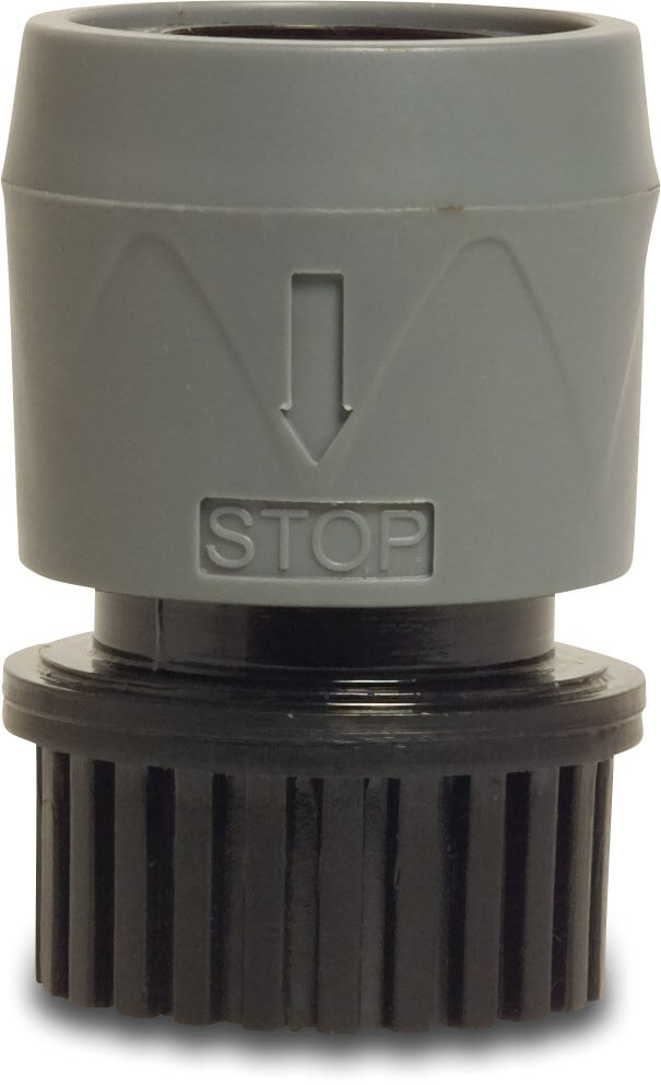 Hydro-Fit Click connector PVC-U 3/4" female thread x female click grey/black type with waterstop