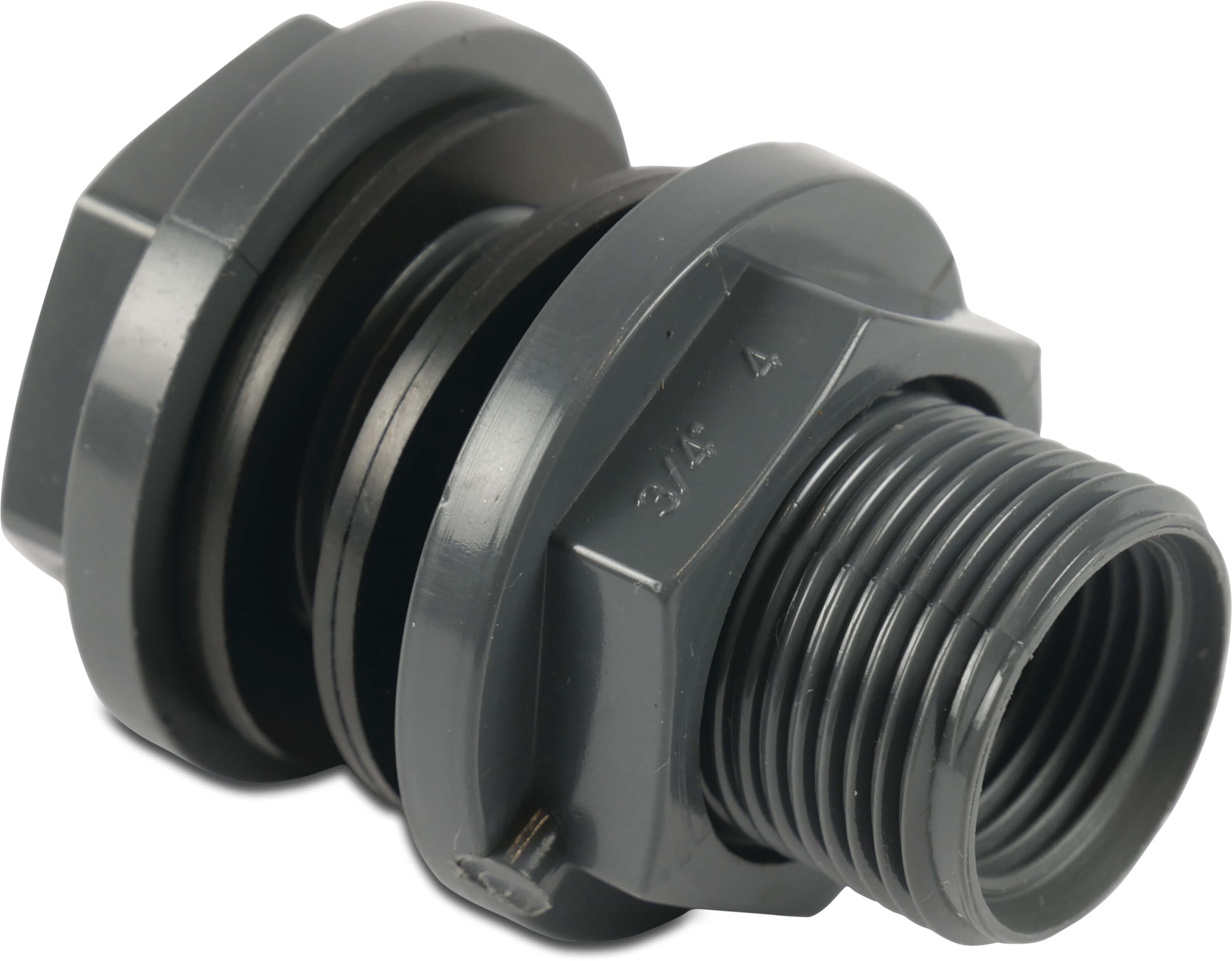 Gennemføring PVC-U 40 mm x 2" x 1 1/2" limmuffe x udvendig gevind x indvendig gevind 10bar grå