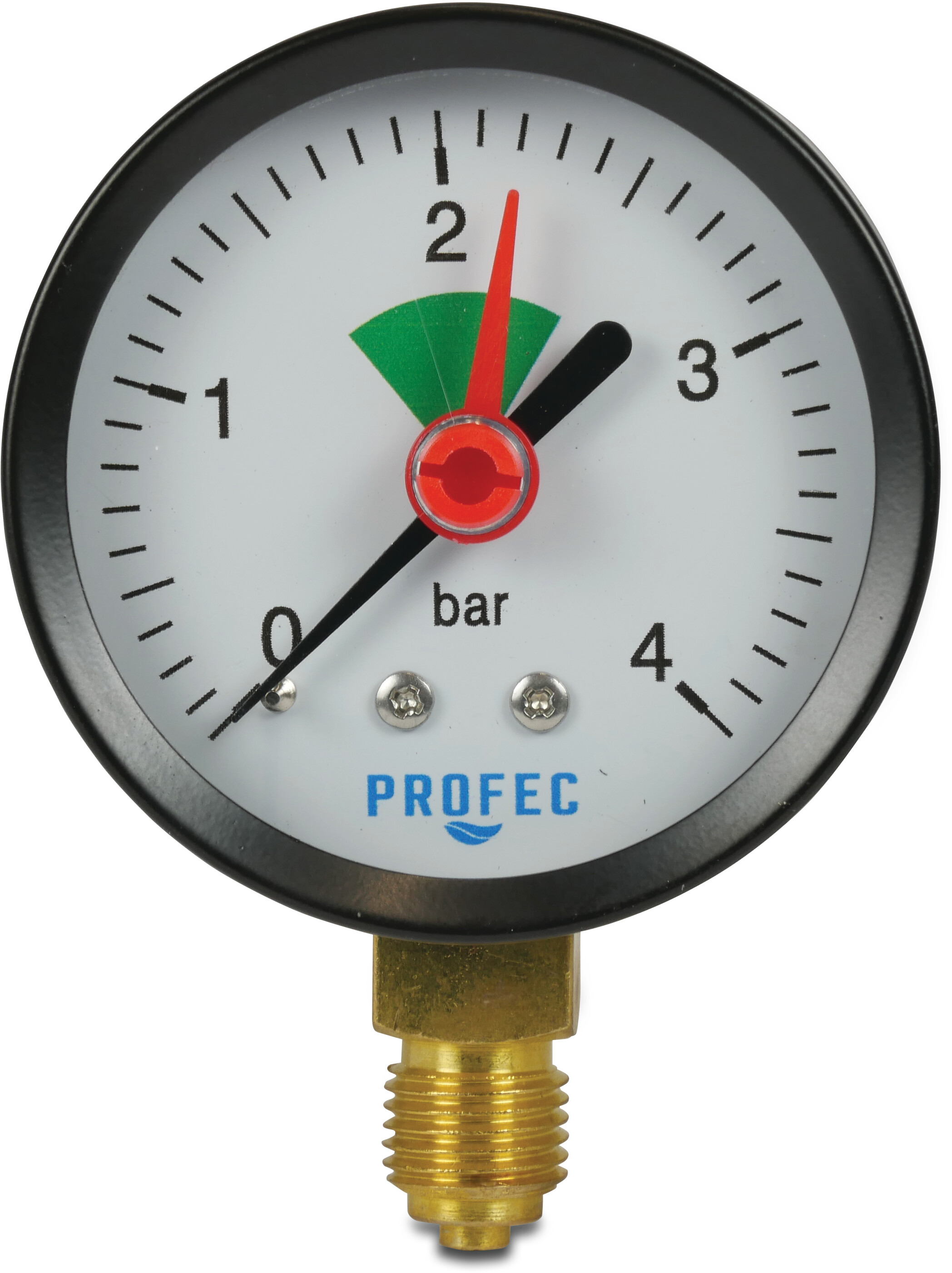 Profec Manometer 63 mm Außengewinde 0 - 4bar Schwarz Typ Trocken Unten 1/4"