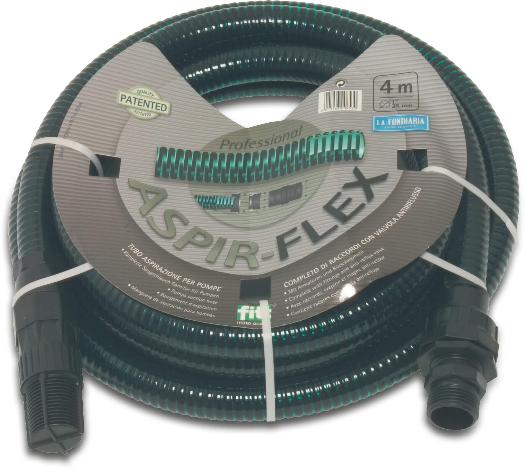 Saugschlauchgarnitur PVC 1" x 25 mm x 1" Außengewinde 7m