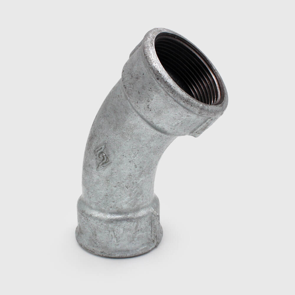 Profec Nr. 41 Bend 45° cast iron galvanised 2 1/2" female thread 25bar DVGW
