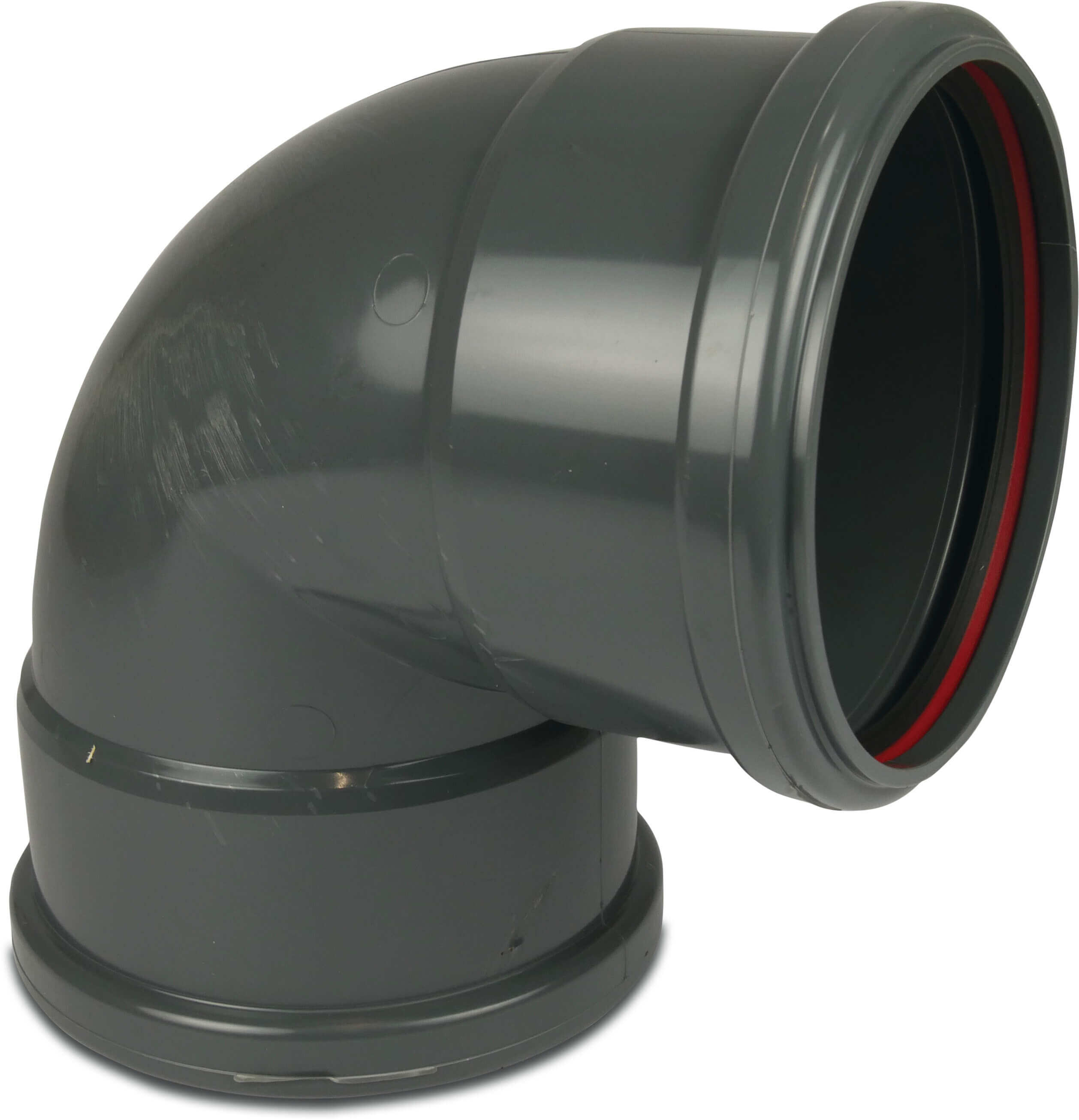 Bogen 87° PVC-U 250 mm SN4 Steckmuffe DN250 Grau KOMO/BENOR kurz