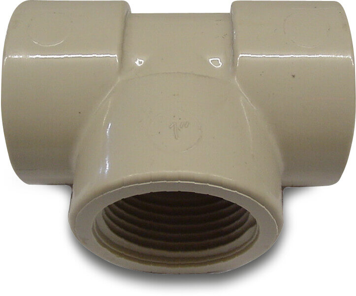 T-stuk 90° PP 1/2" binnendraad 10bar beige P1