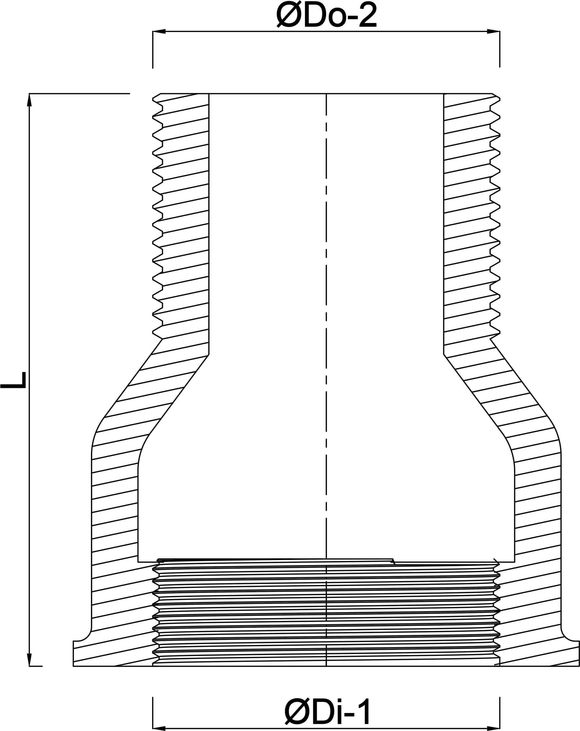 Profec Nr. 529A Socket cast iron galvanised 2" female thread x male thread 25bar DVGW