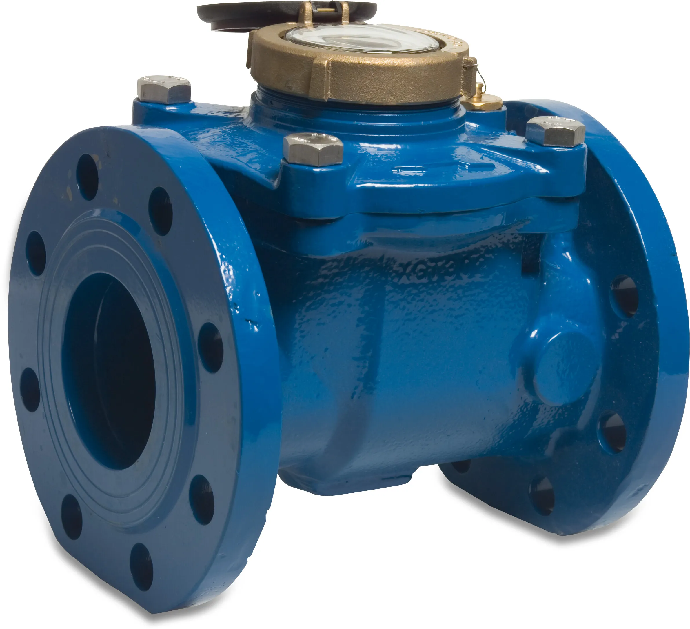 Arad Water meter cast iron polyester coated DN50 DIN flange 16bar 15m³/h blue WRAS type Woltman