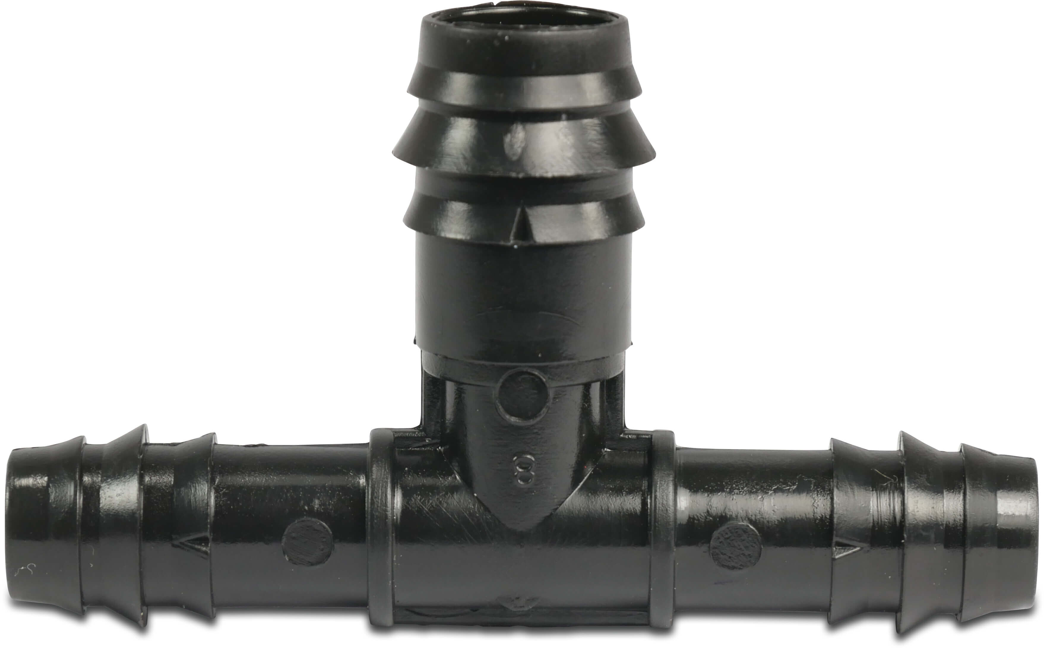 T-Stück 90° POM 16 mm x 20 mm x 16 mm Tülle 4bar Schwarz