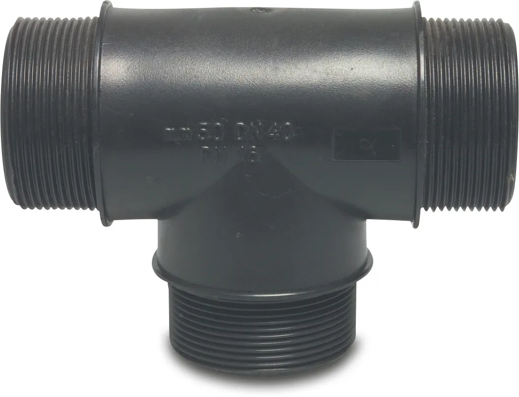 T-piece 90° PP 1" male thread 10bar black
