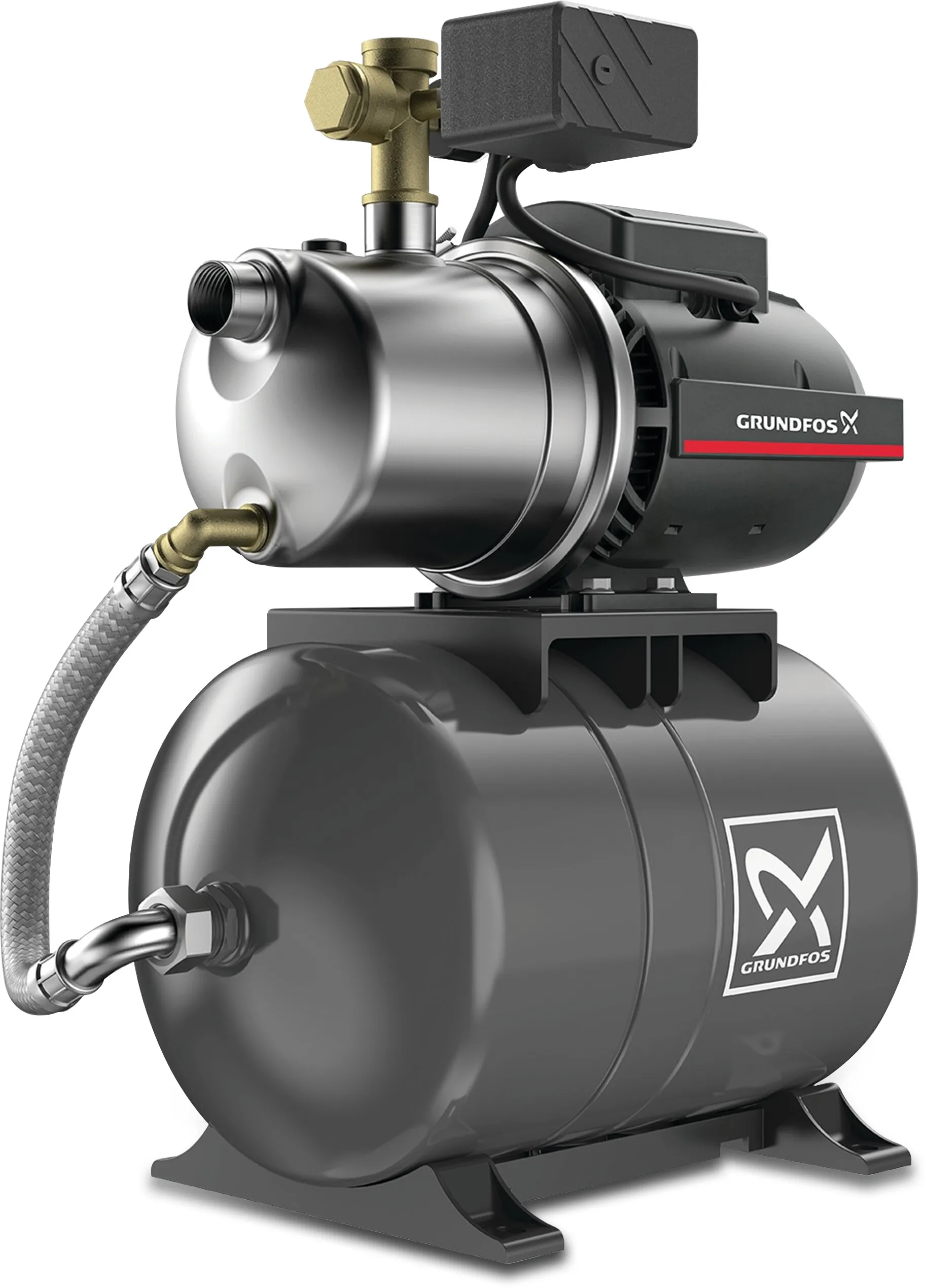 Grundfos Selbstansaugende Druckerhöhungsanlage Edelstahl 1" Innengewinde 230VAC Typ JP4-47 Horizontal