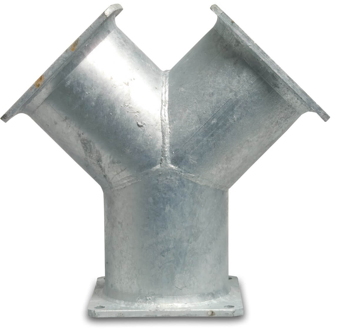 Y-piece 45° steel galvanised 6" square flange