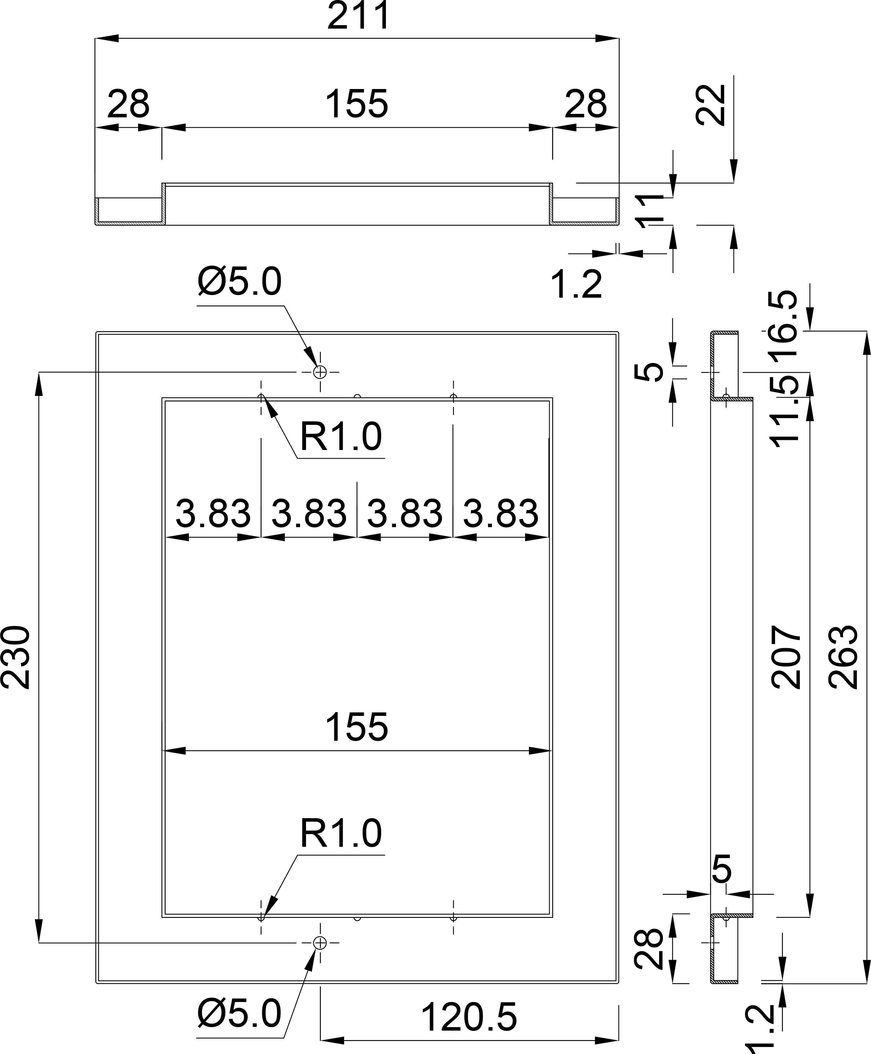 Ocean Flansch mit Blende für Skimmer ABS 211 mm x 263 mm Grau Kleiner Maßstab Typ Standard