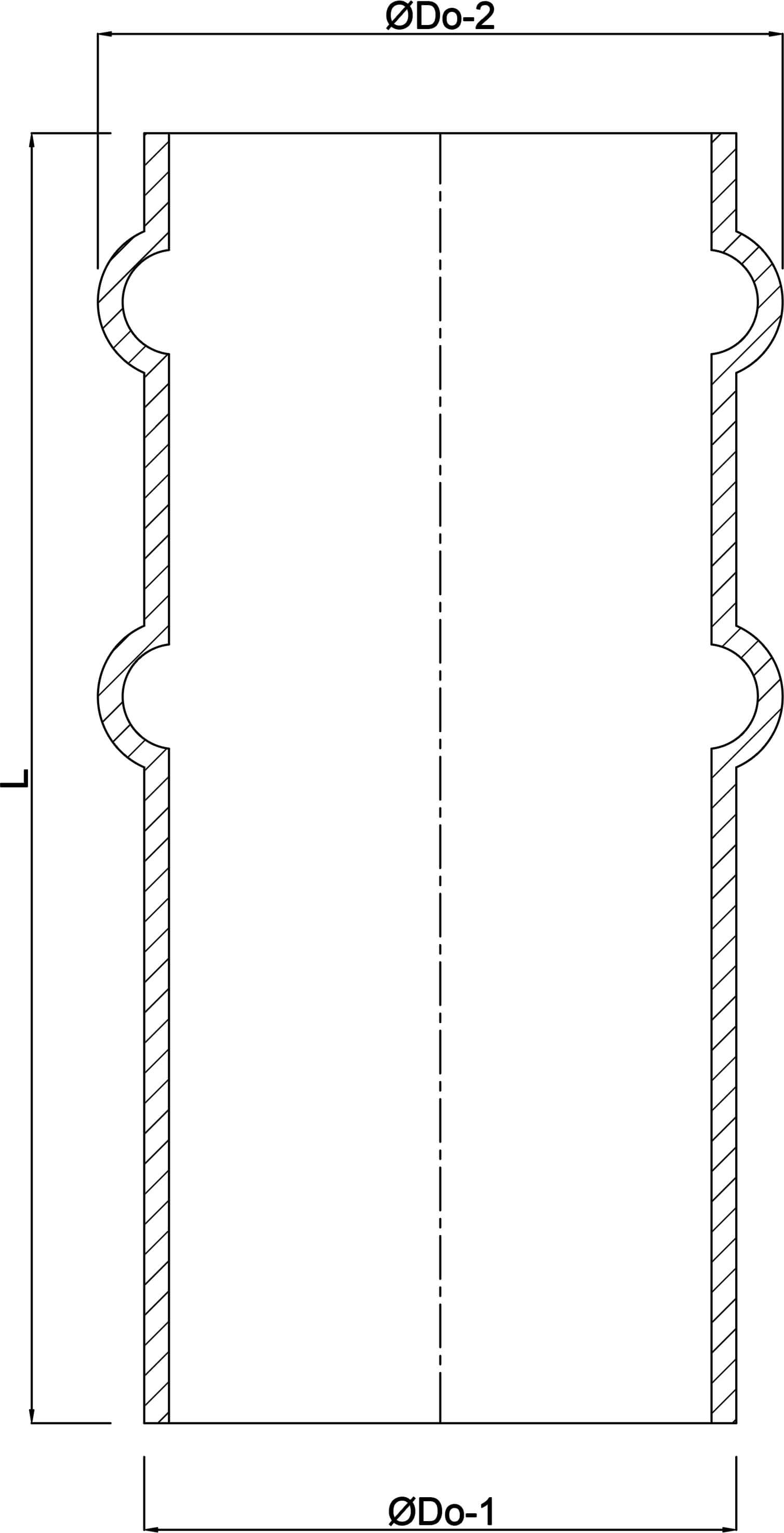 Raccord acier 120 mm x 124 mm x 2 mm à souder x embout noir