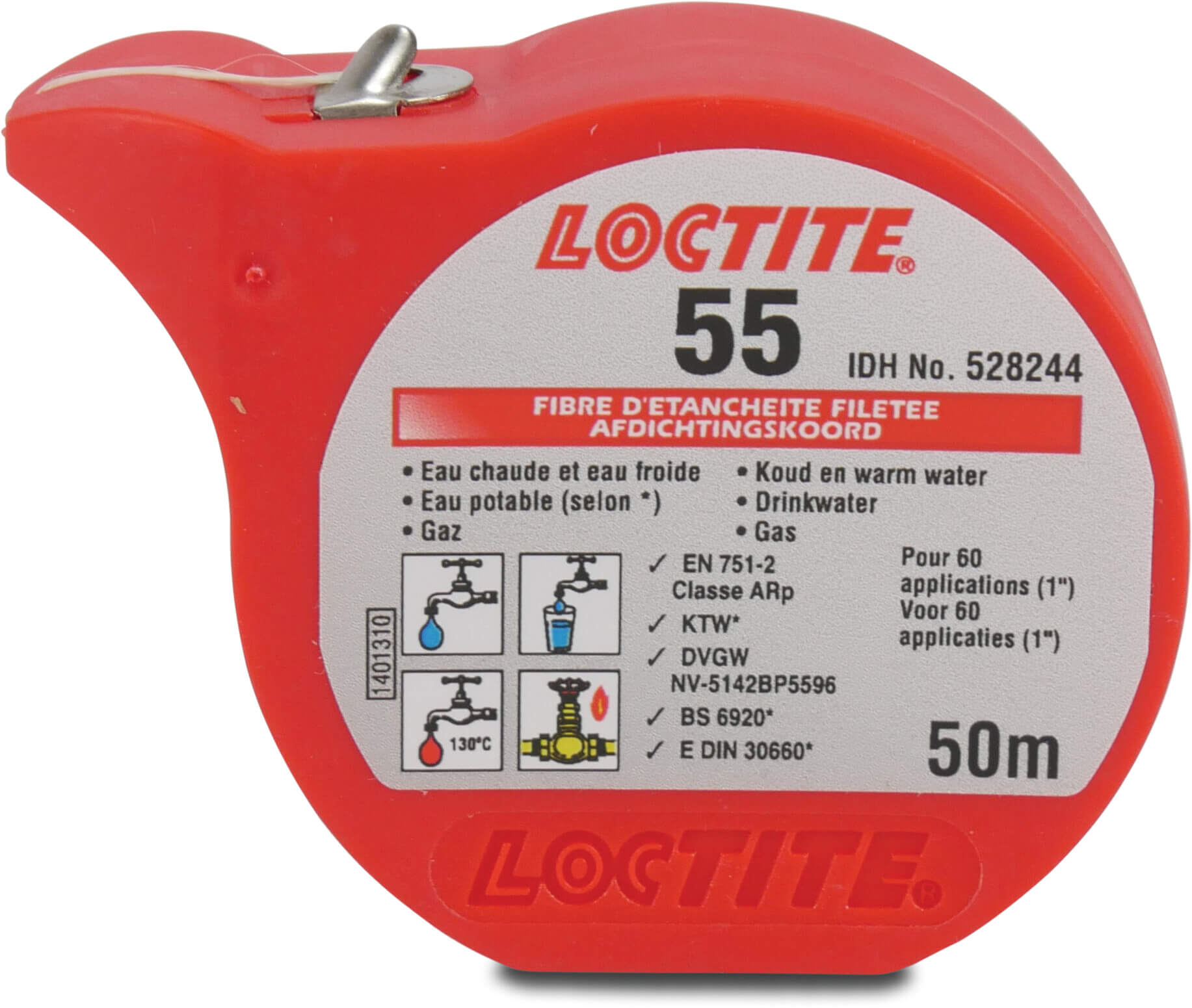 Loctite Pakningstråd nylon fiber hvid 50m DVGW/WRAS type 55