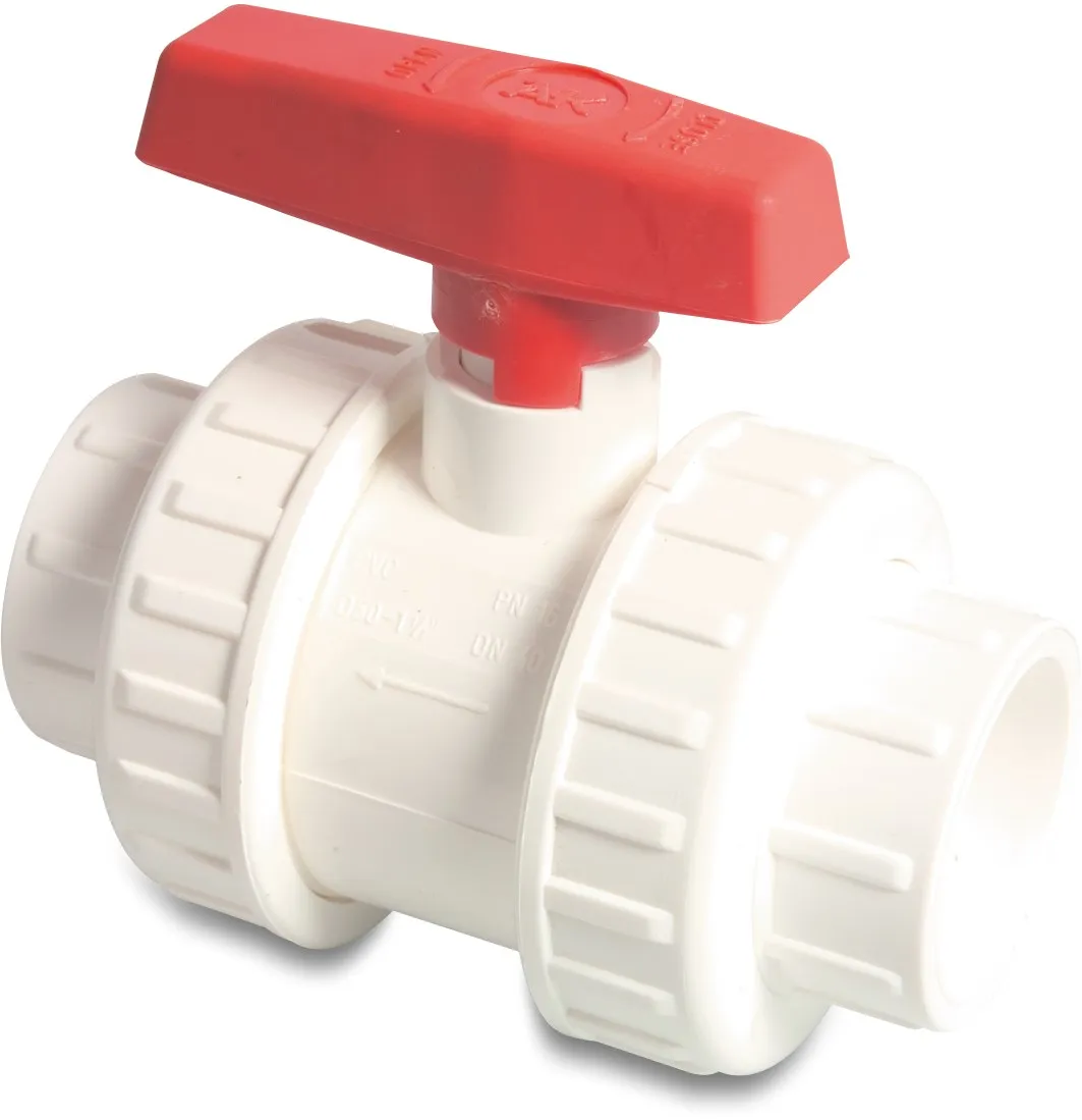 Ball valve PVC-U 1 1/2" imperial glue socket 10bar white type AK