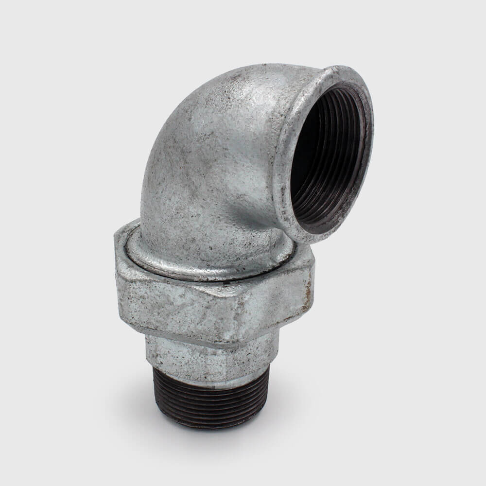 Profec Nr. 98 Union elbow 90° cast iron galvanised 2 1/2" female thread x male thread 25bar DVGW type conical