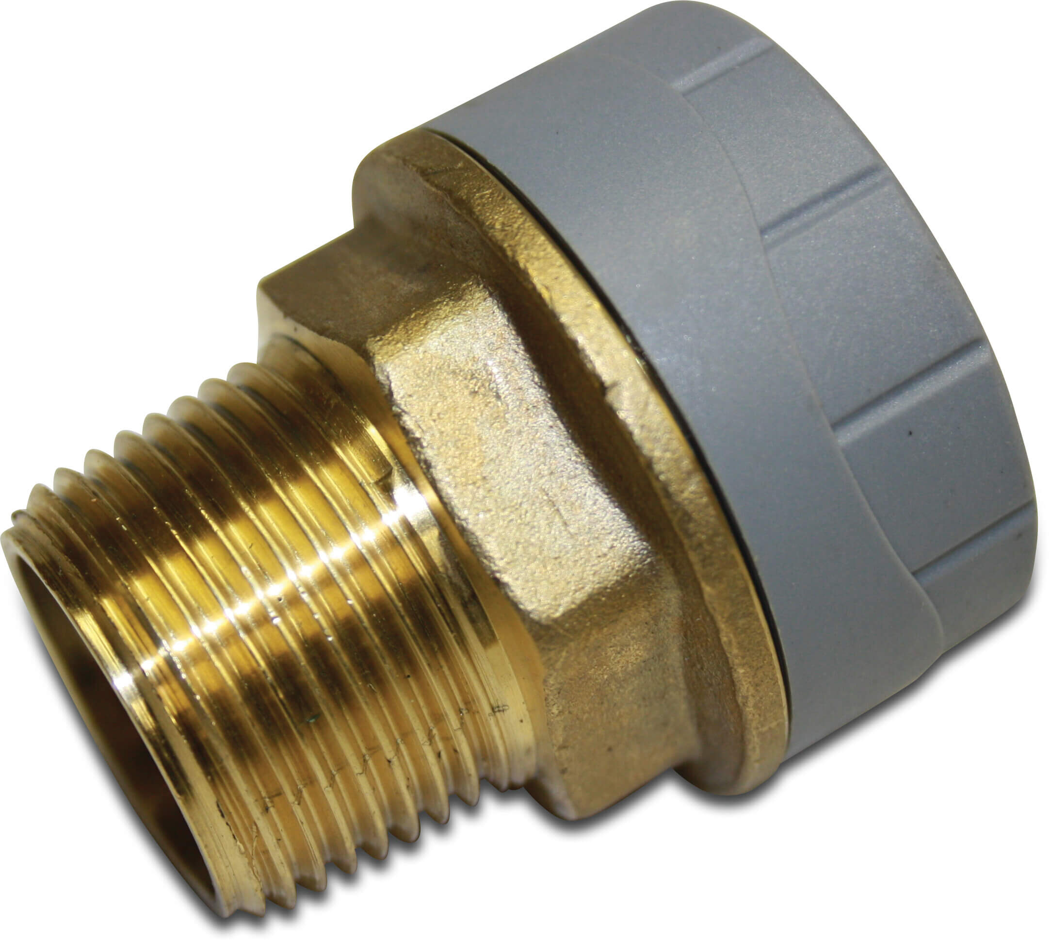 Twin pipe adaptor socket polybutylene 22 mm x 3/4" push-in x female thread grey