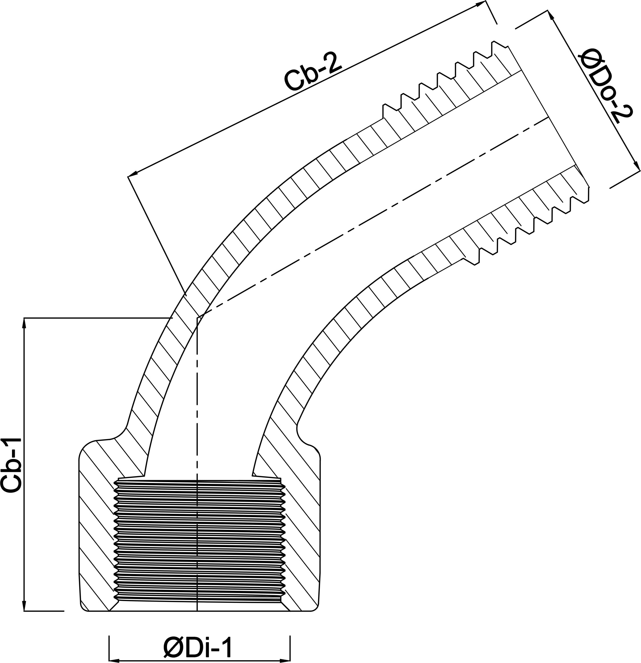 Profec Nr. 40 Bend 45° cast iron galvanised 3/8" female thread x male thread 25bar DVGW