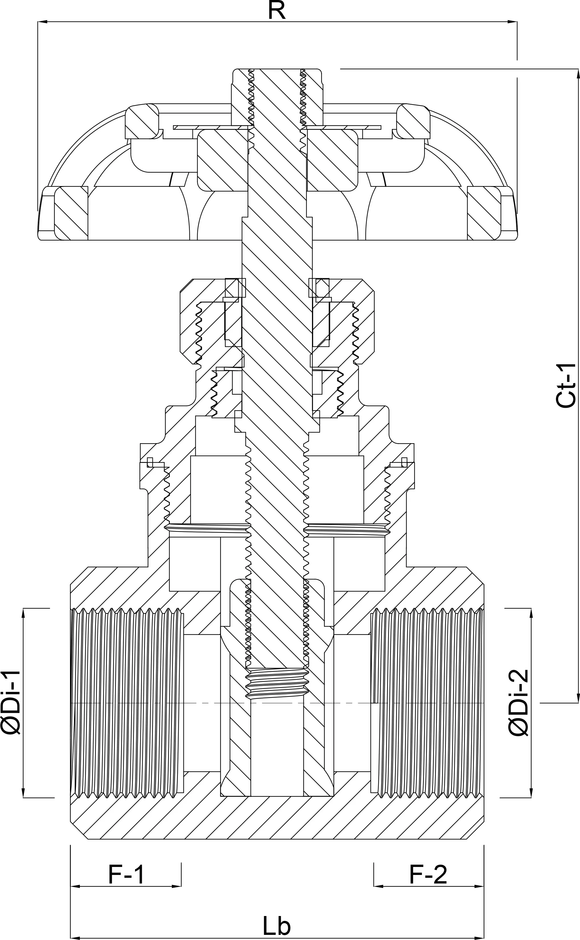 Profec Schuifafsluiter messing 4" binnendraad 16bar DN86,5 type 201