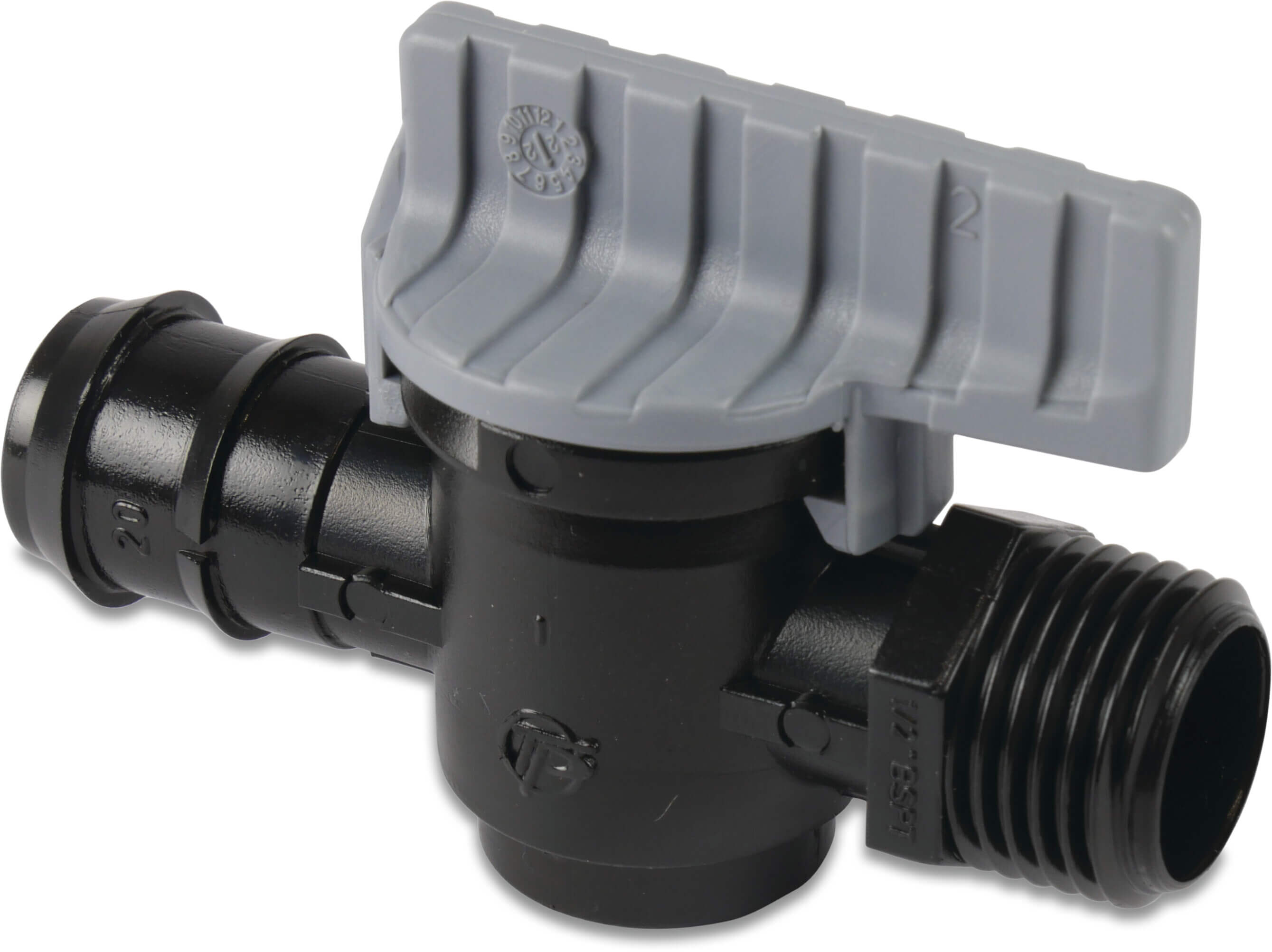 Tavlit Plug valve PP 16 mm x 3/4" barbed x male thread 8bar