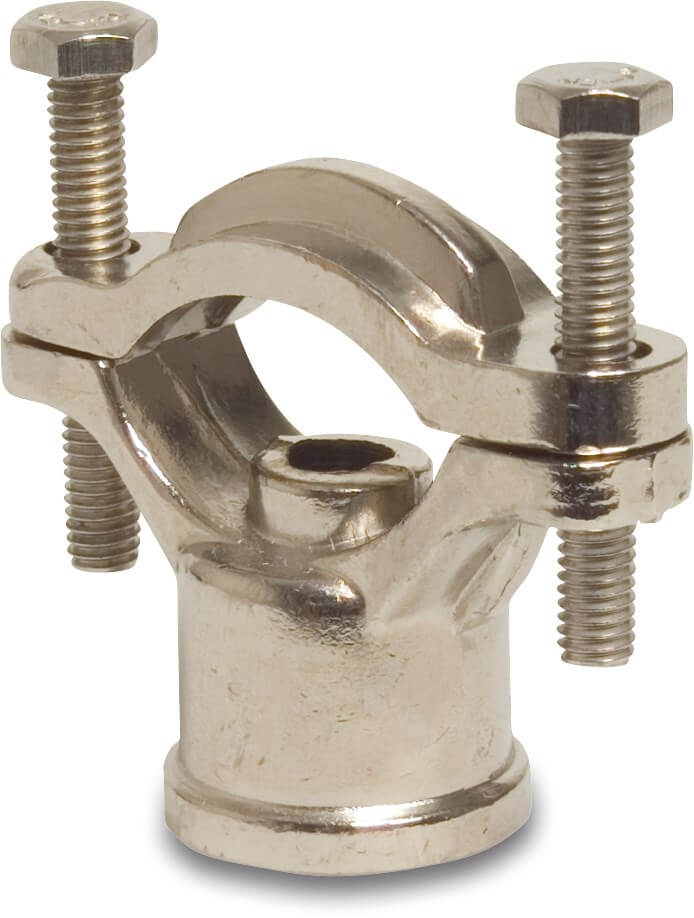 Profec Clamp saddle brass nickel plated 3/4 - 1" x 1/2" clamp x female thread