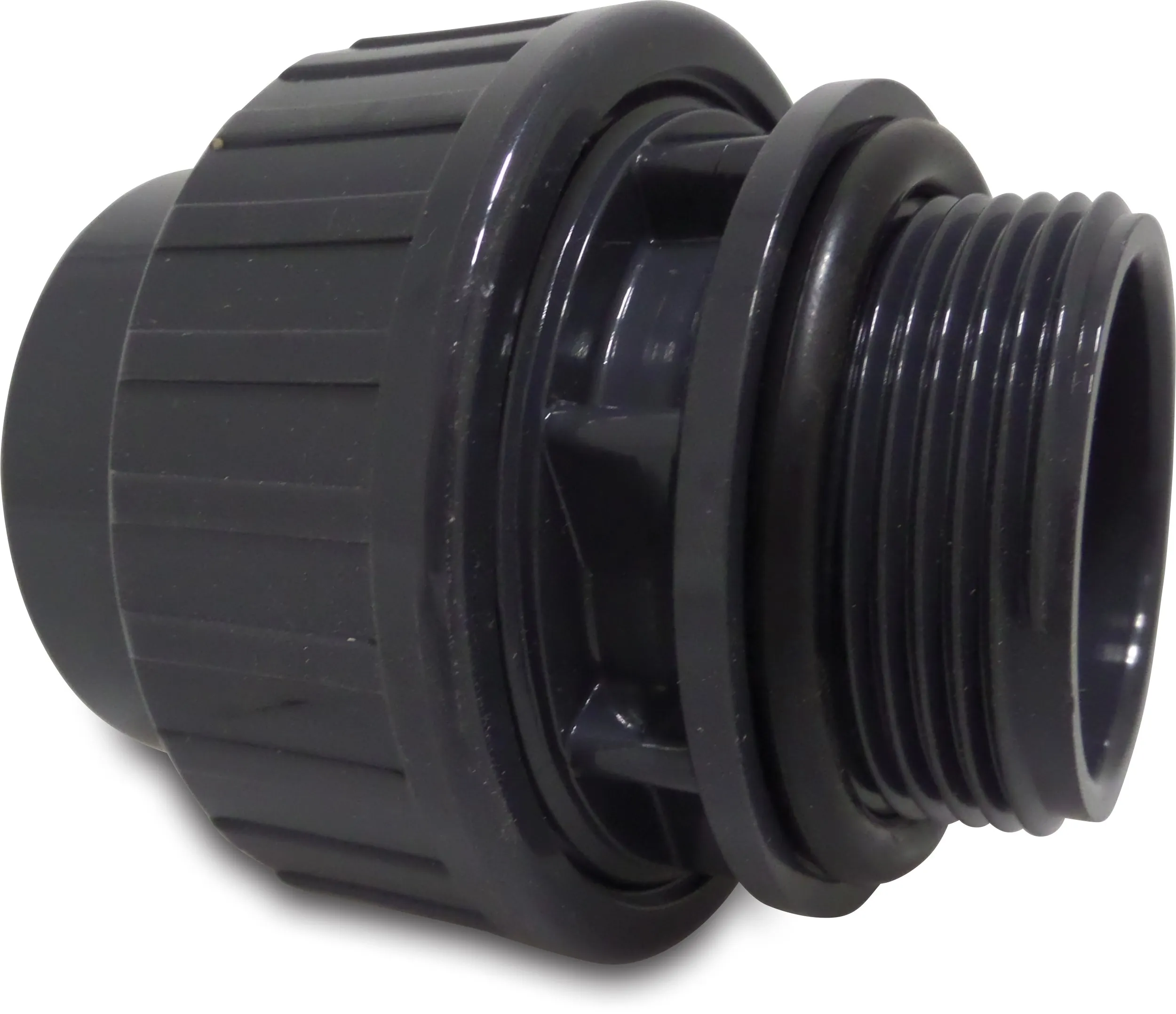 Profec Verschraubung mit O-Ring PVC-U 50 mm x 1 1/2" Klebemuffe x Außengewinde 10bar Grau