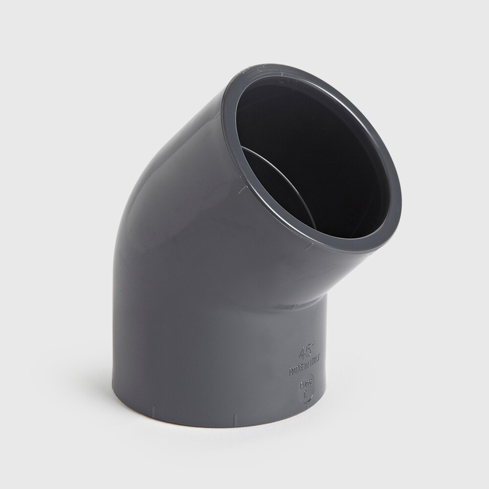 VDL Elbow 45° PVC-U 63 mm glue socket 16bar grey KIWA