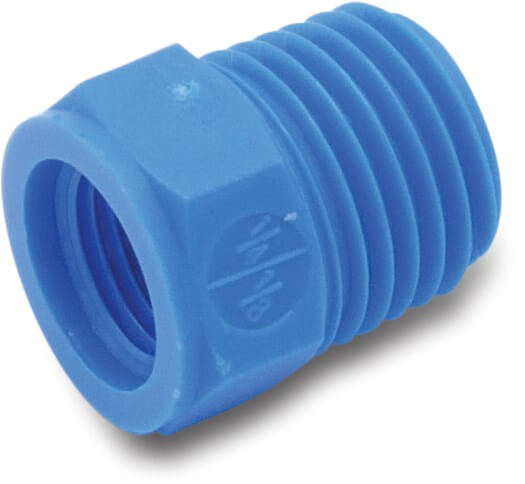 Tefen Gewindenippel PA Glasfaserverstärkt 1/4" x 1/8" Innengewinde x Außengewinde 14bar Blau