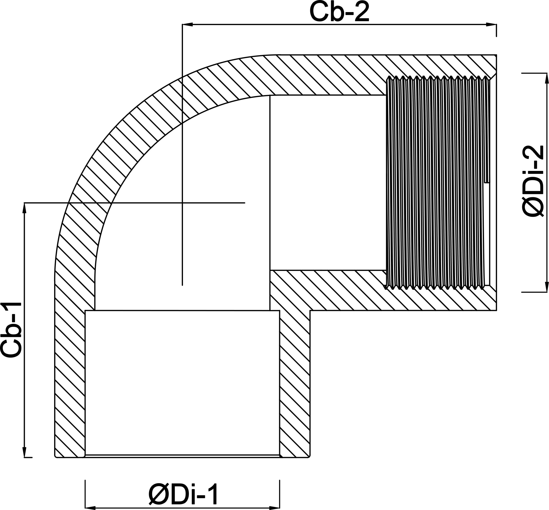 VDL Adaptor elbow 90° PVC-U 63 mm x 2" glue socket x female thread 10bar grey