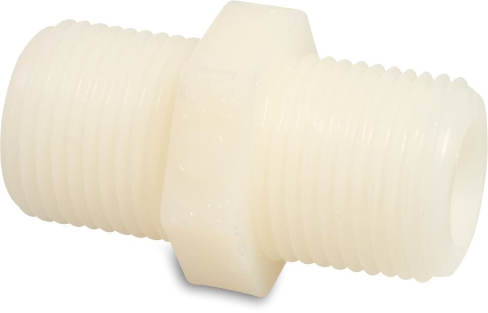 Nipple nylon 1/2" male thread 16bar white