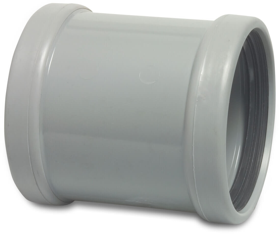 Drainage repair socket PVC-U 110 mm SN4 ring seal DN100 grey KOMO/BENOR
