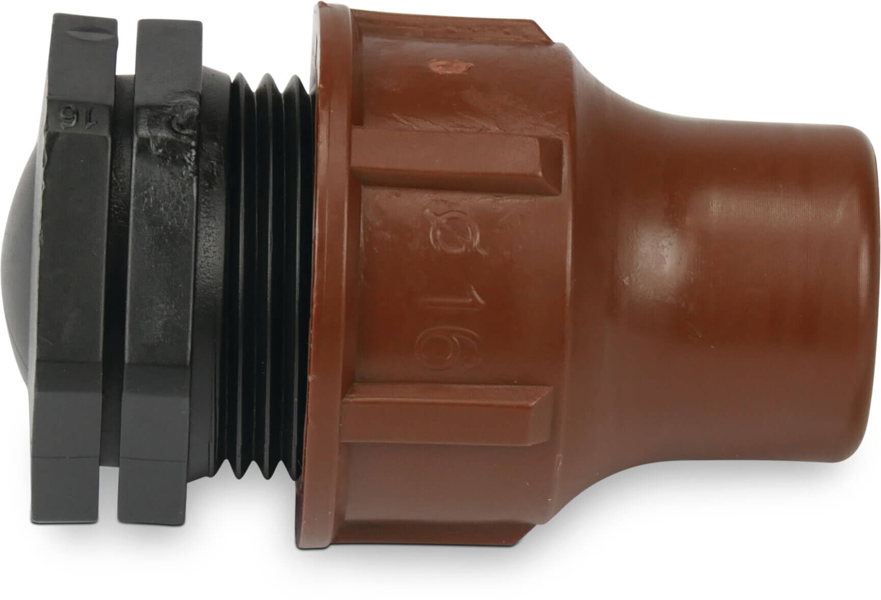 Eindplug PP 16 mm lock bruin type BF-plug lock