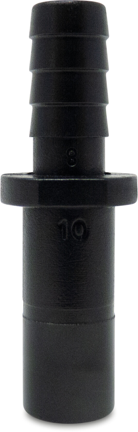 Adaptor nipple POM 6 mm x 4 mm spigot x barbed 20bar black WRAS type Aquaspeed